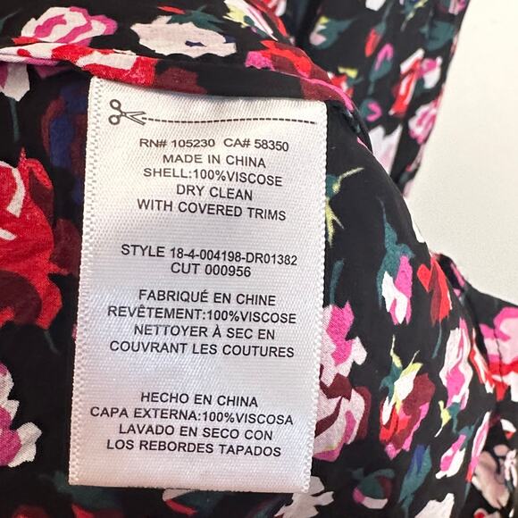 EQUIPMENT Femme Neema Floral Maxi Dress Black Red Pink Sz 4 {3H31} - Picture 7 of 7